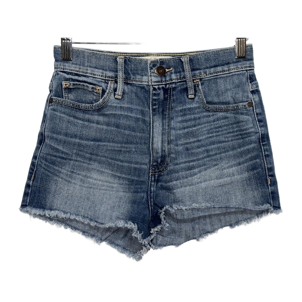 NEW Abercrombie & Fitch Blue Denim High Rise High Waisted Jean Shorts Size 0 25